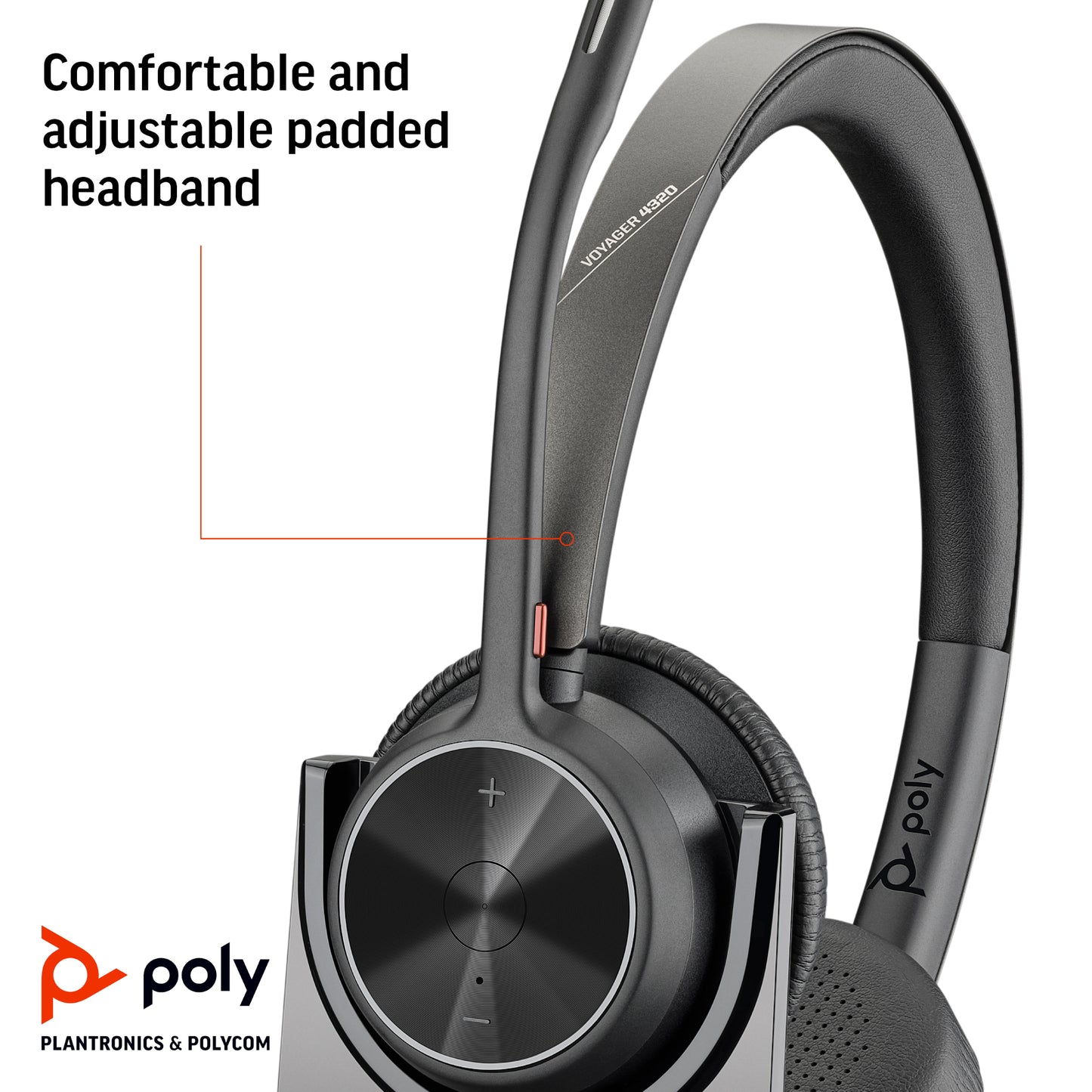 HP INC. Poly Voyager 4320-M Microsoft Teams Certified Headset + BT700 dongle + Charging Stand