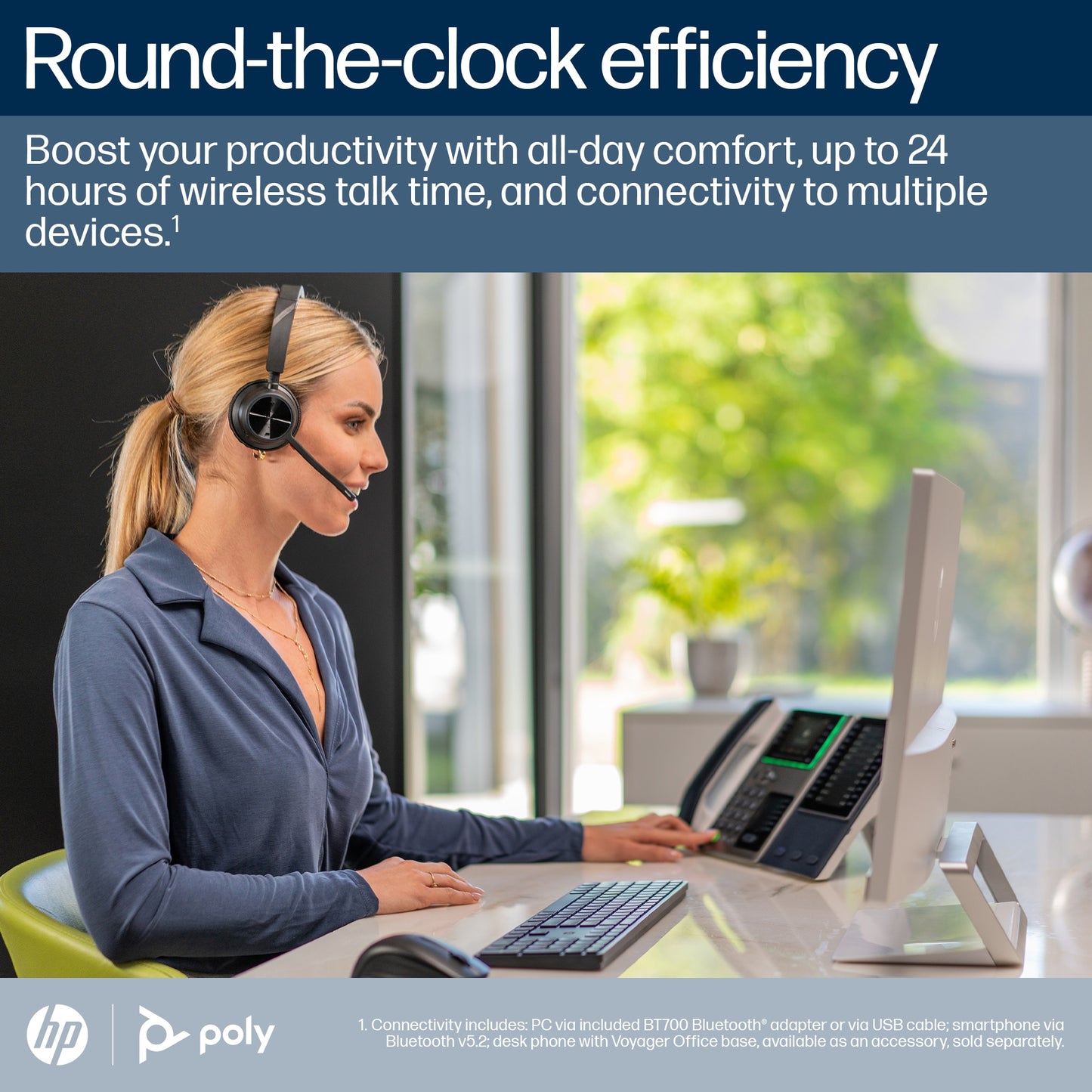 HP INC. Poly Voyager 4320 Microsoft Teams Certified Headset + BT700 dongle + Charging Stand