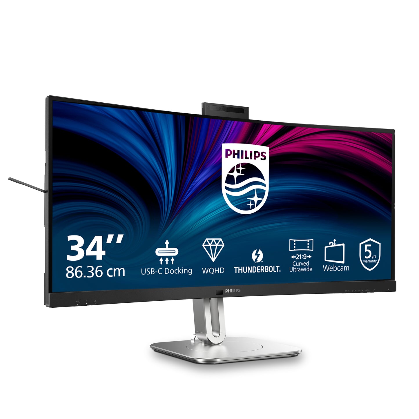 PHILIPS 6000 Series - 34 inch Curved - UltraWide Quad HD VA LED Monitor - 3440x1440 - Thunderbolt 4 - HAS / RJ45 / Webcam