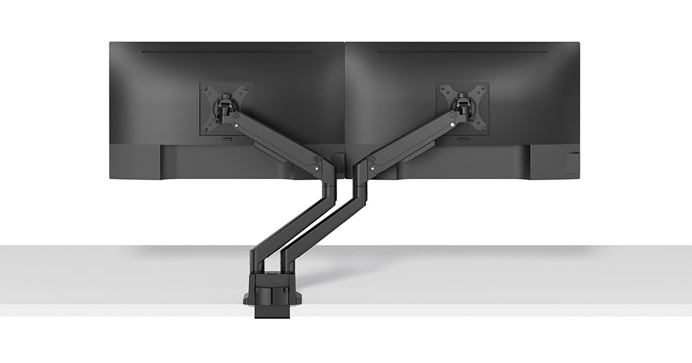 NEOMOUNTS NEXT Slim Dual Monitor Arm - 17-32inch - 1-9 kg/screen (curved 8 kg/screen) - Gas Spring - 180 Degrees - Stop Mechanism - Topfix