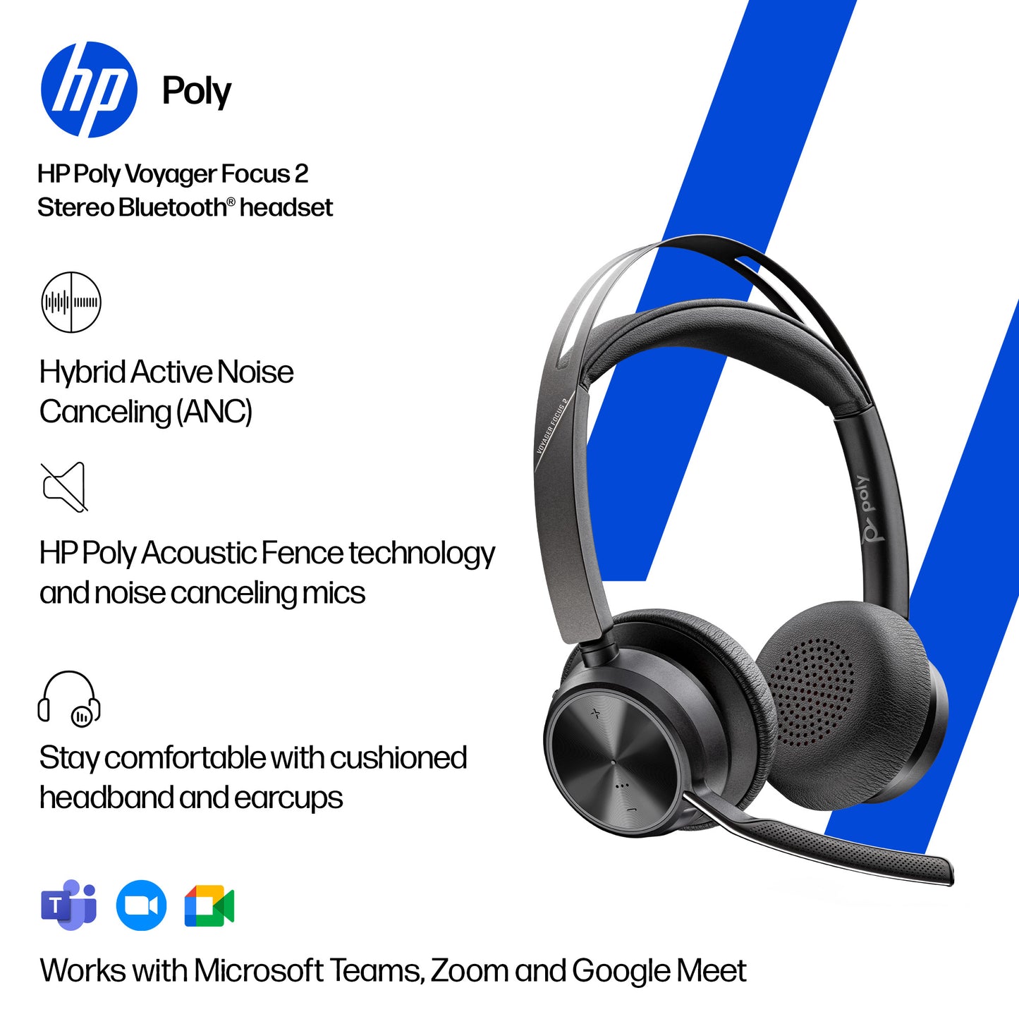 HP INC. Poly Voyager Focus 2 USB-C-C Headset + USB-C/A Adapter
