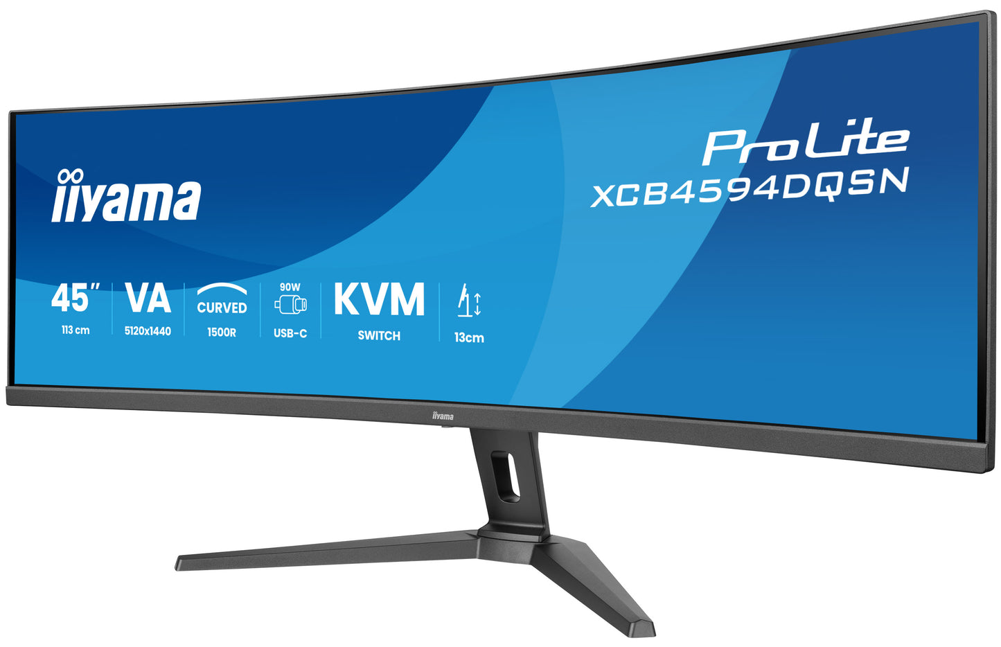 IIYAMA ProLite 45 inch - Curved - UltraWide Dual Quad HD VA LED Monitor - 5120x1440 - USB-C Dock - HAS / RJ45