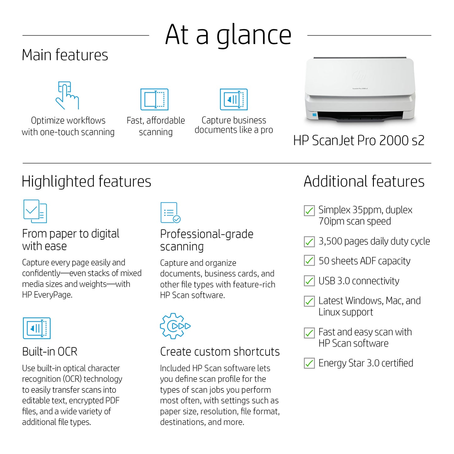 HP INC. ScanJet Pro 2000 s2 Sheet-feed Scanner