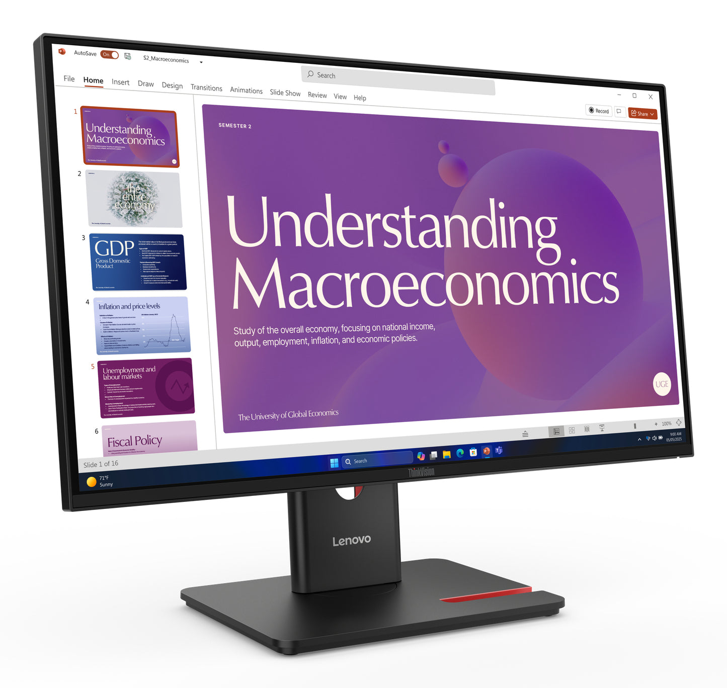 LENOVO ThinkVision T24D-40 - 24 inch - Full HD IPS LED Monitor - 1920x1080 - Pivot / HAS / RJ45 / USB-C