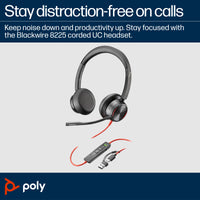 HP INC. Poly Blackwire 8225 Stereo USB-C Headset + USB-C/A Adapter