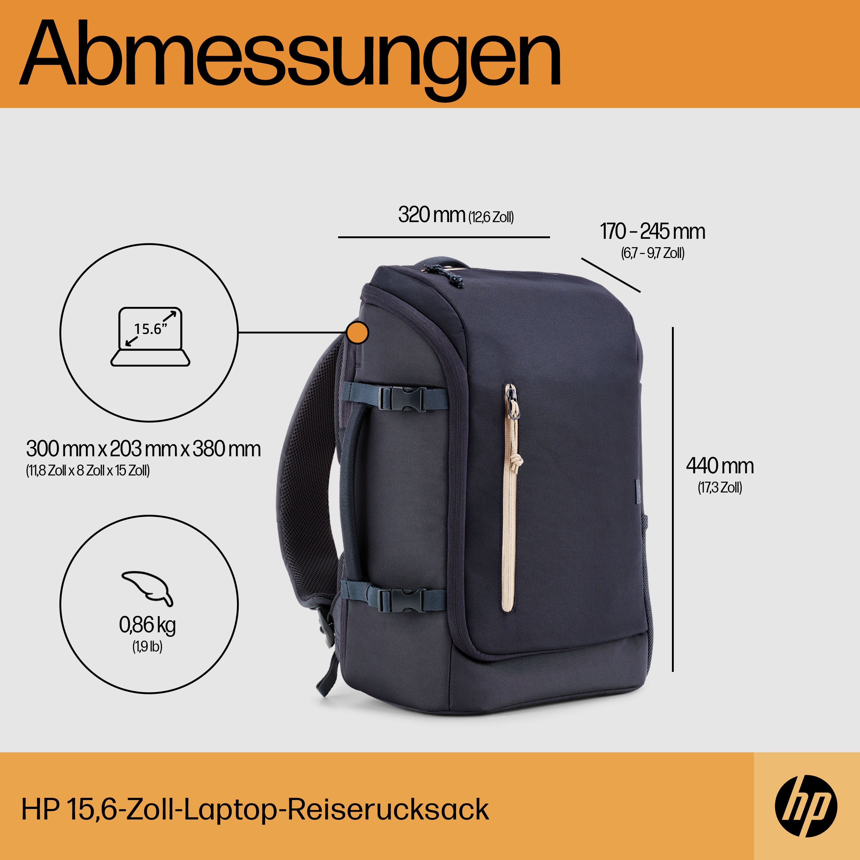 HP INC. 15.6 inch Travel 25 Liter Laptop Backpack - Blue