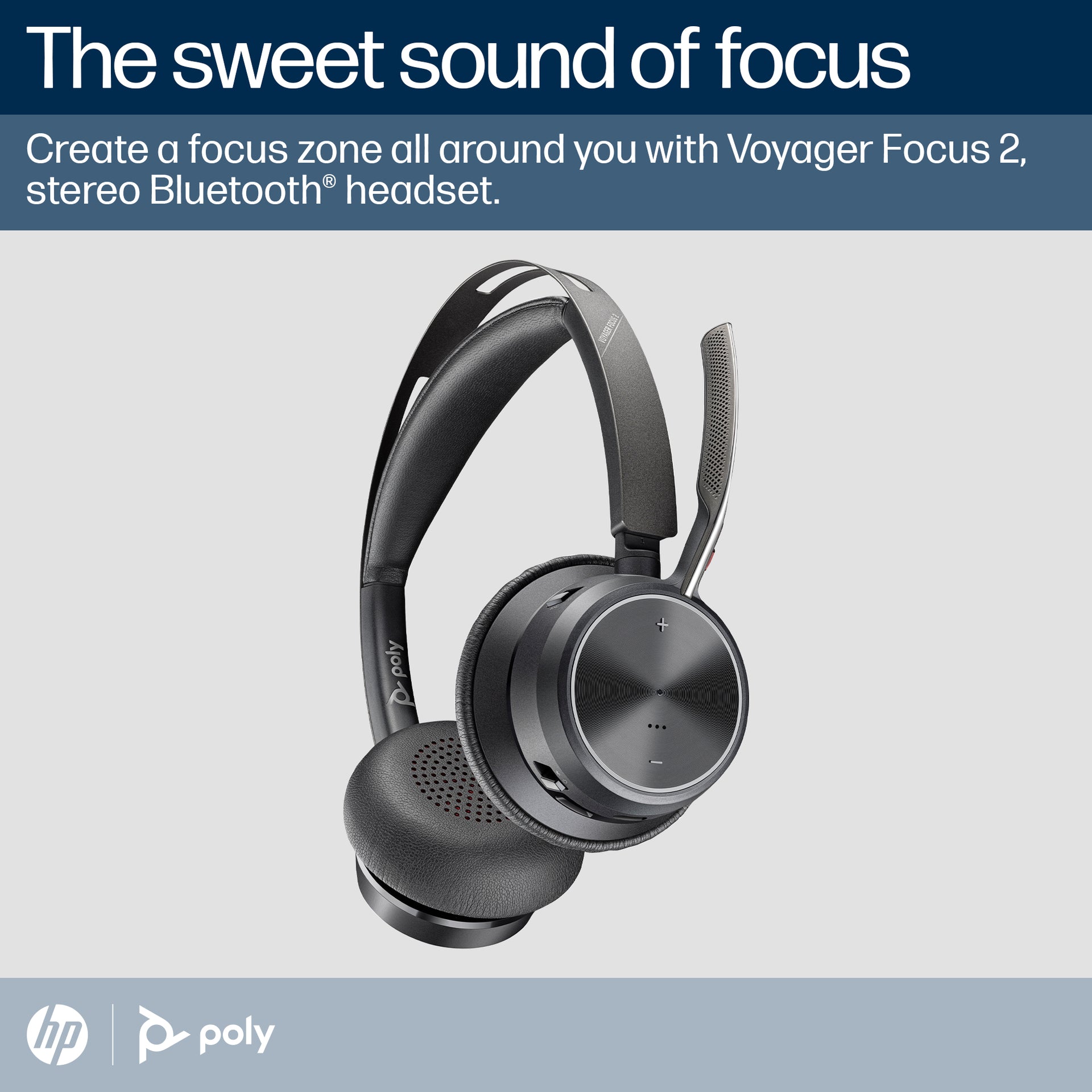 HP INC. Poly Voyager Focus 2 Microsoft Teams Certified USB-C-C Headset + USB-C/A Adapter + Charging Stand