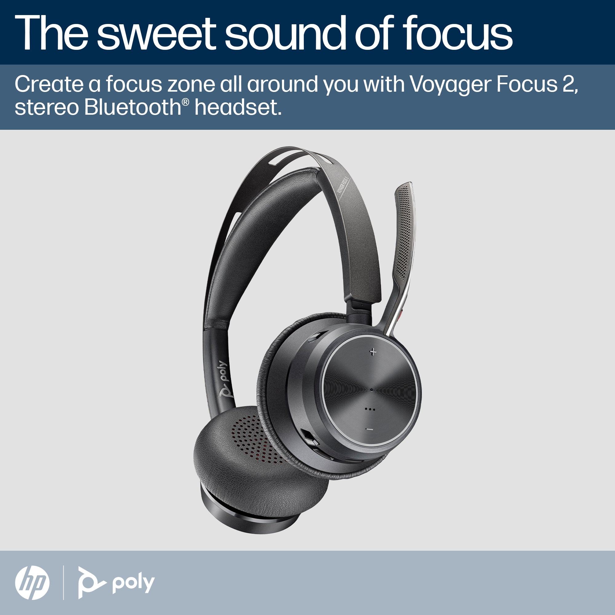 HP INC. Poly Voyager Focus 2 Microsoft Teams Certified USB-C-C Headset + USB-C/A Adapter + Charging Stand