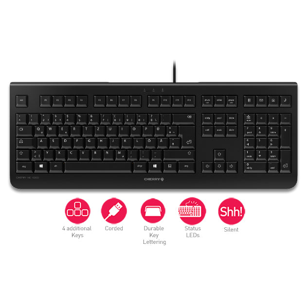 CHERRY KC 1000 - Keyboard - Corded - Swiss QWERTZ - Black