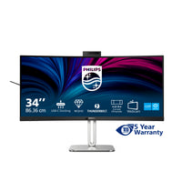 PHILIPS 6000 Series - 34 inch Curved - UltraWide Quad HD VA LED Monitor - 3440x1440 - Thunderbolt 4 - HAS / RJ45 / Webcam