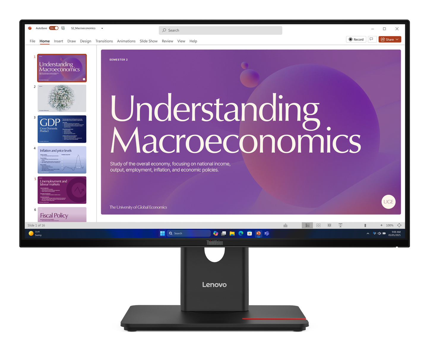LENOVO ThinkVision T24D-40 - 24 inch - Full HD IPS LED Monitor - 1920x1080 - Pivot / HAS / RJ45 / USB-C