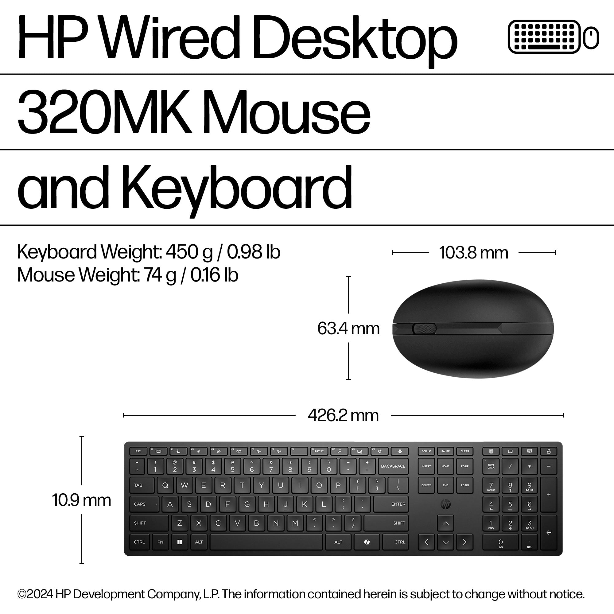 HP INC. 320MK Wired Keyboard and Mouse - US-int