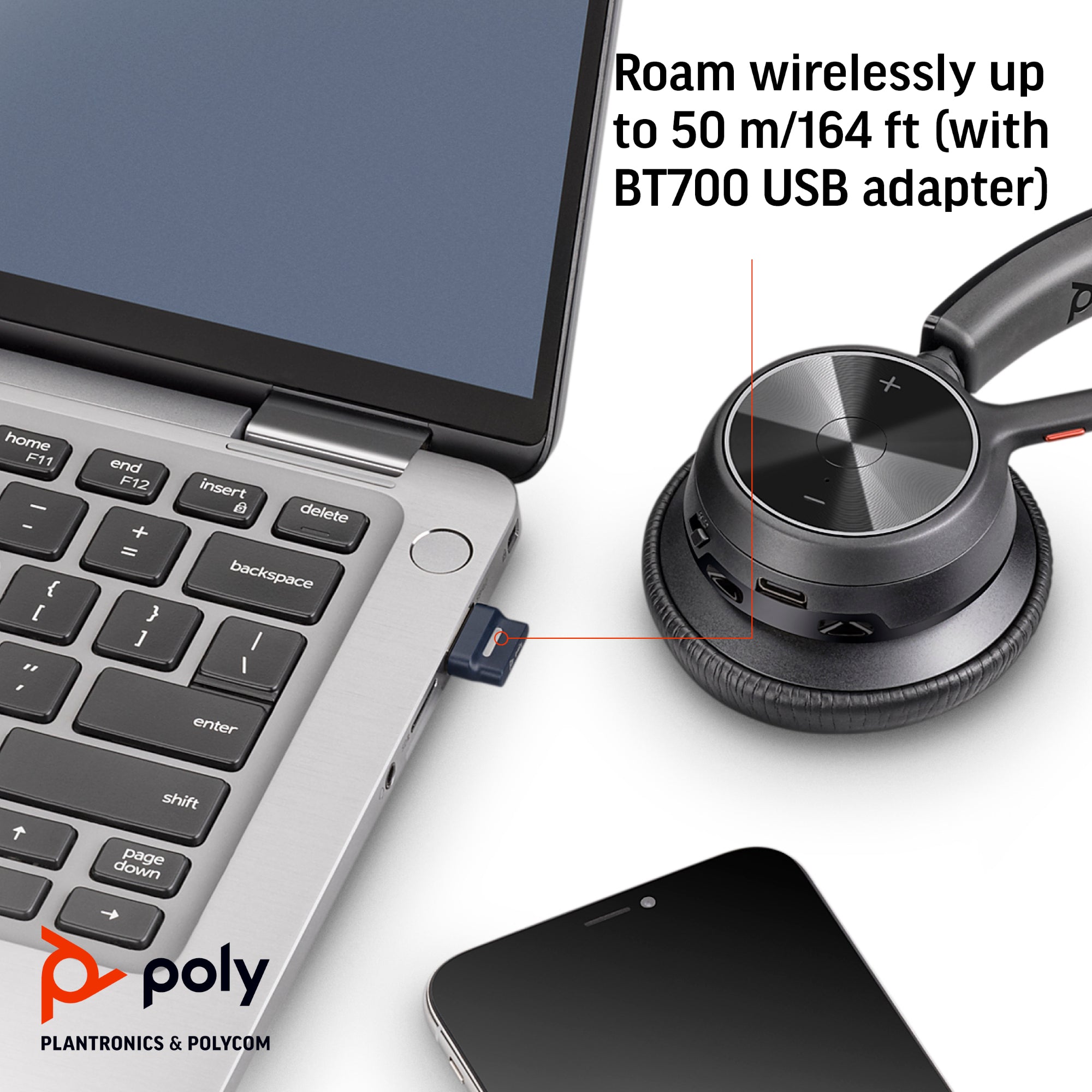HP INC. Poly Voyager 4320-M Microsoft Teams Certified Headset + BT700 dongle + Charging Stand