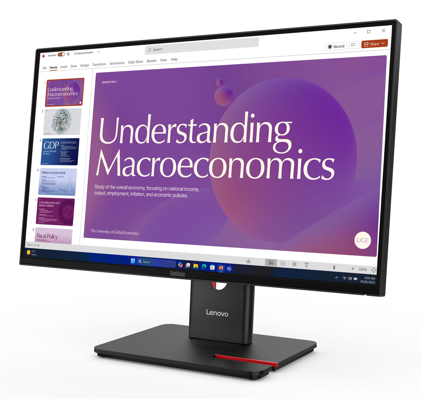LENOVO ThinkVision T24D-40 - 24 inch - Full HD IPS LED Monitor - 1920x1080 - Pivot / HAS / RJ45 / USB-C