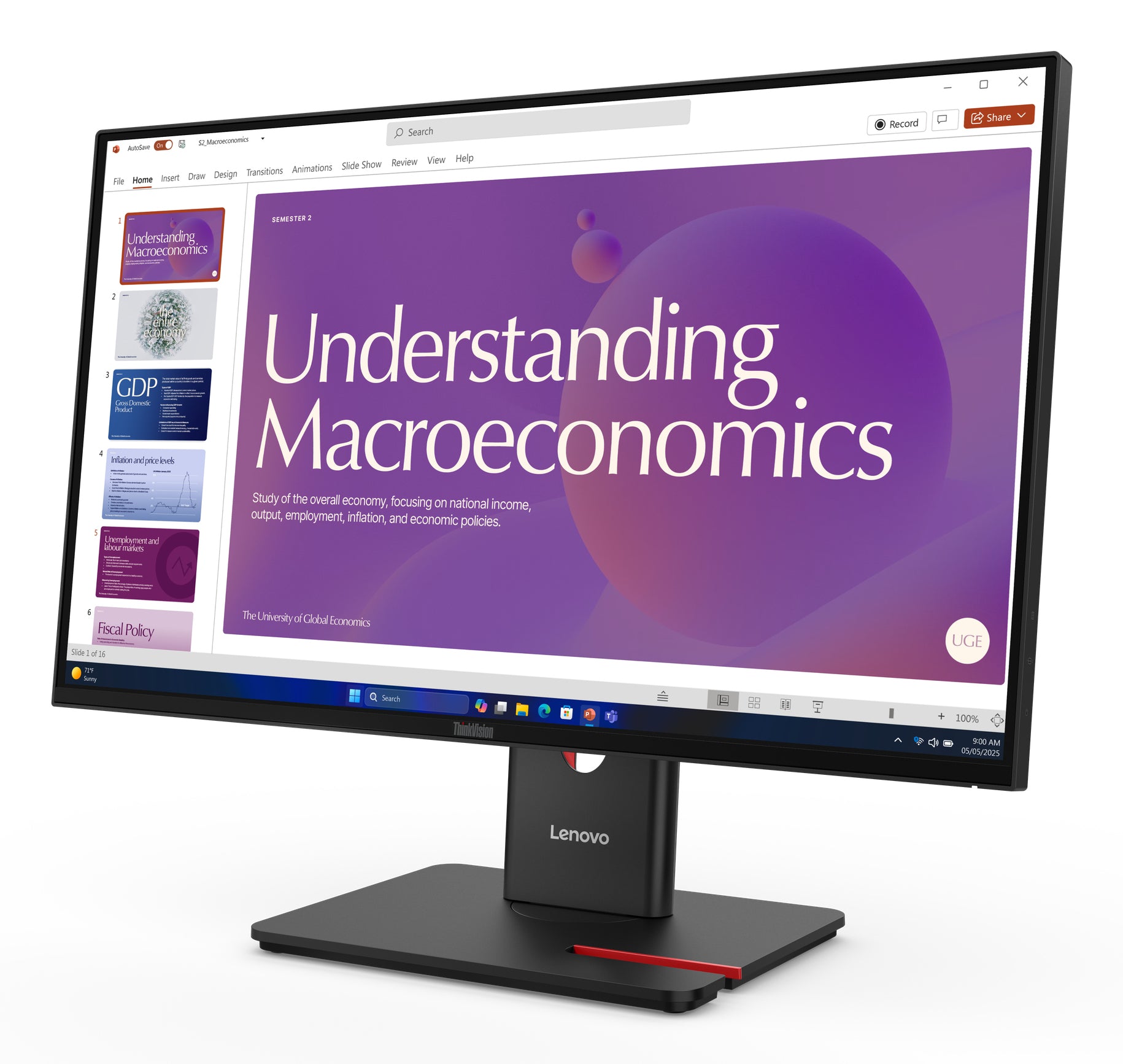 LENOVO ThinkVision T24D-40 - 24 inch - Full HD IPS LED Monitor - 1920x1080 - Pivot / HAS / RJ45 / USB-C