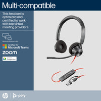 HP INC. Poly Blackwire 3320 Stereo Microsoft Teams Certified USB-C Headset + USB-C/A Adapter