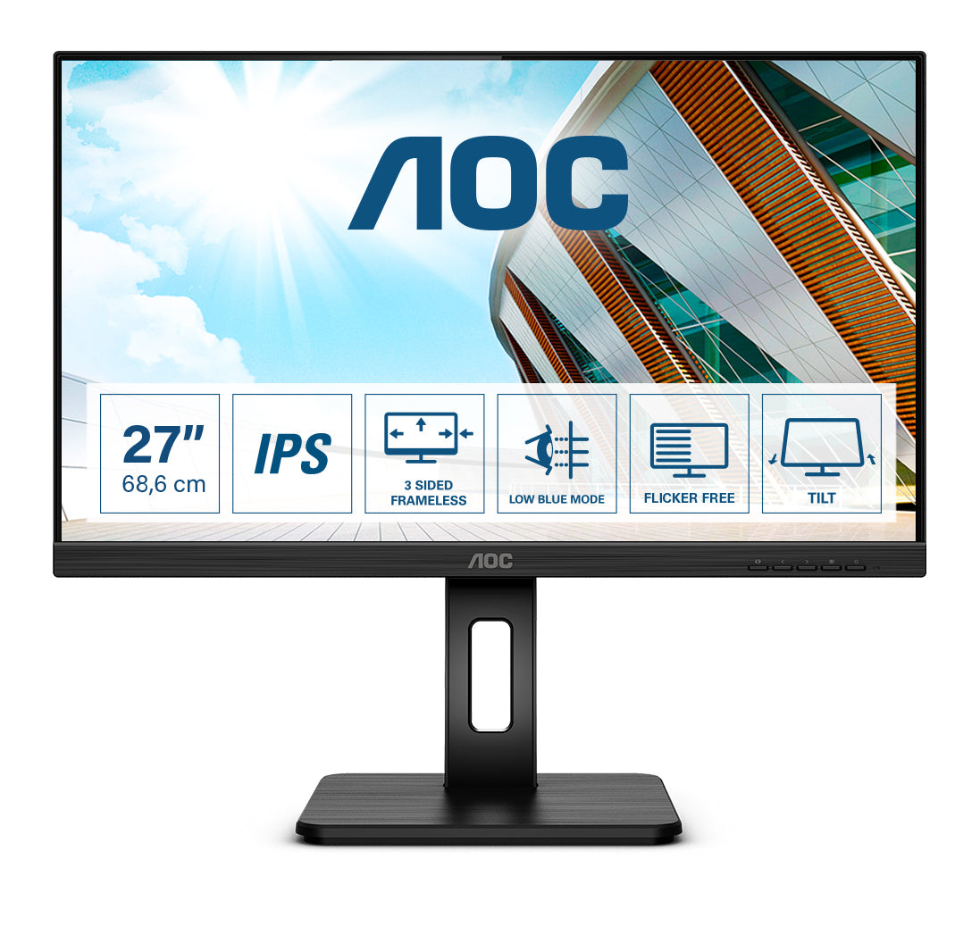 AOC P2 Series - 27 inch - Full HD IPS LED Monitor - 1920x1080 - Pivot - HAS