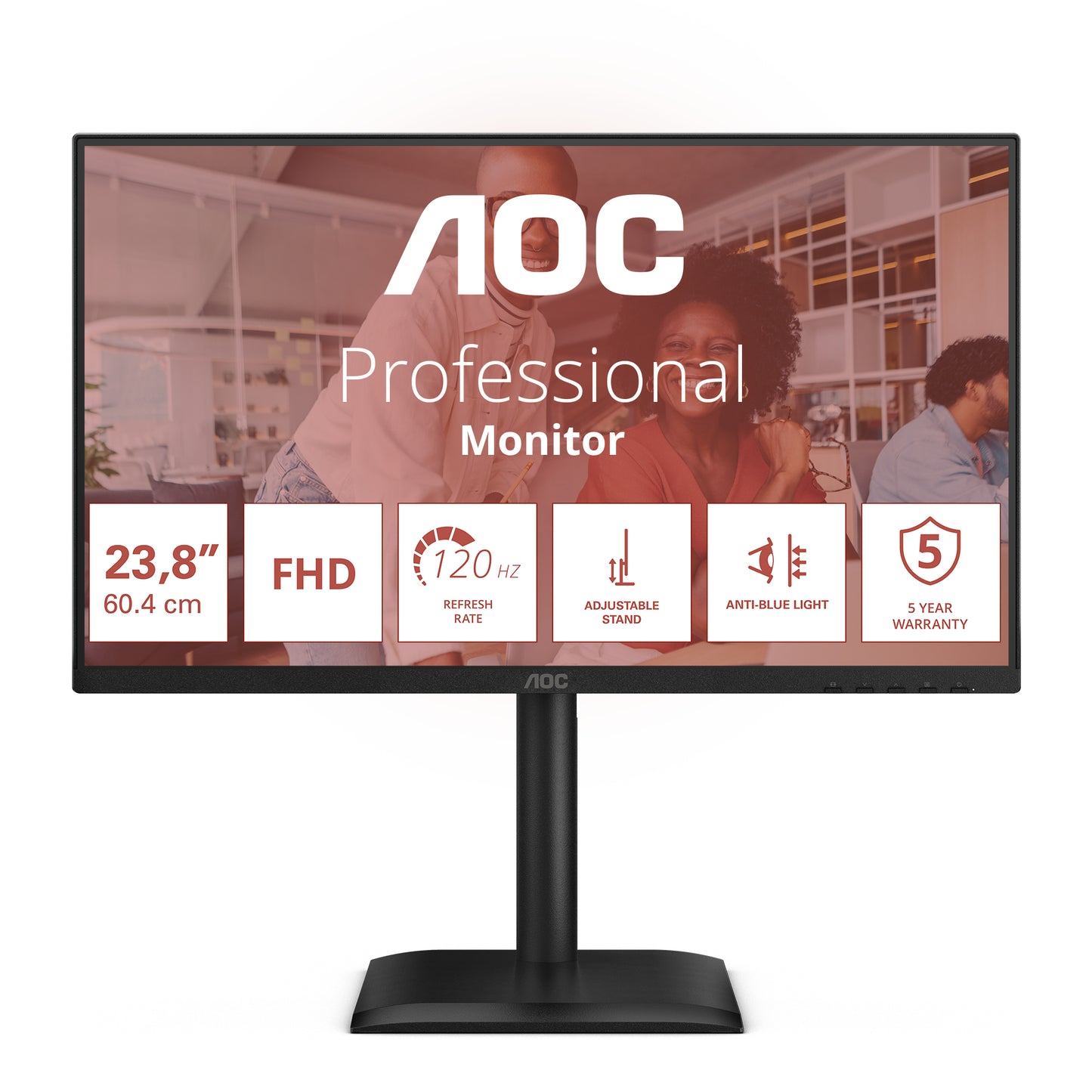 AOC E4 Series - 24 inch - Full HD LED - 1920x1080 - 120hz - Pivot - HAS