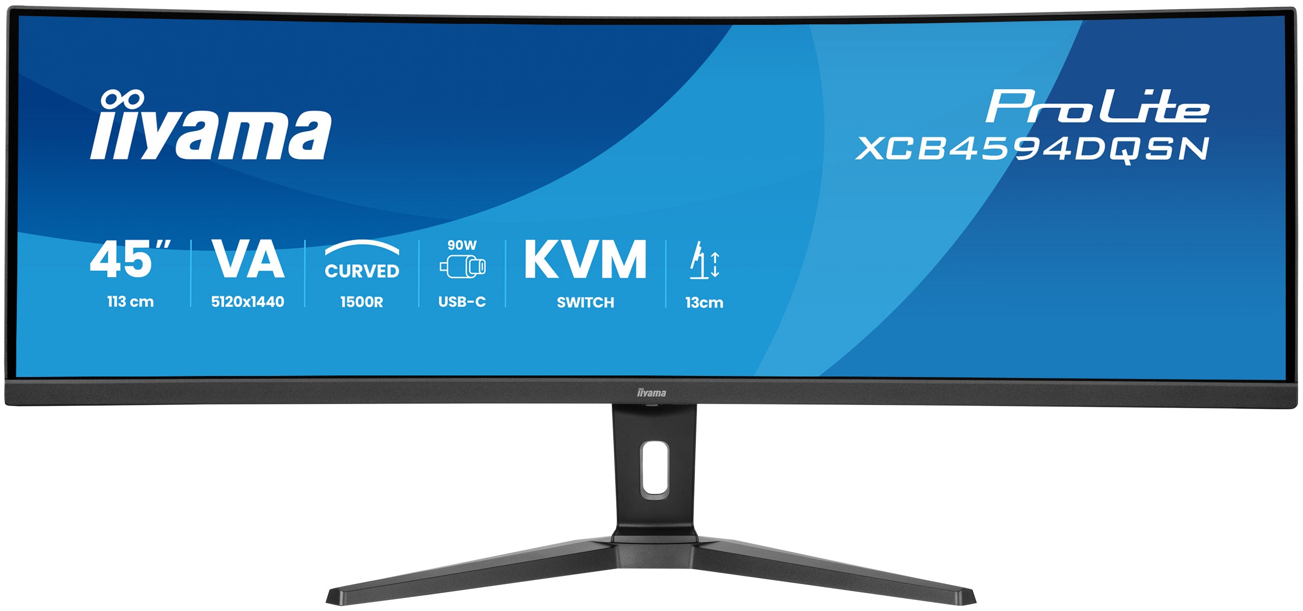 IIYAMA ProLite 45 inch - Curved - UltraWide Dual Quad HD VA LED Monitor - 5120x1440 - USB-C Dock - HAS / RJ45