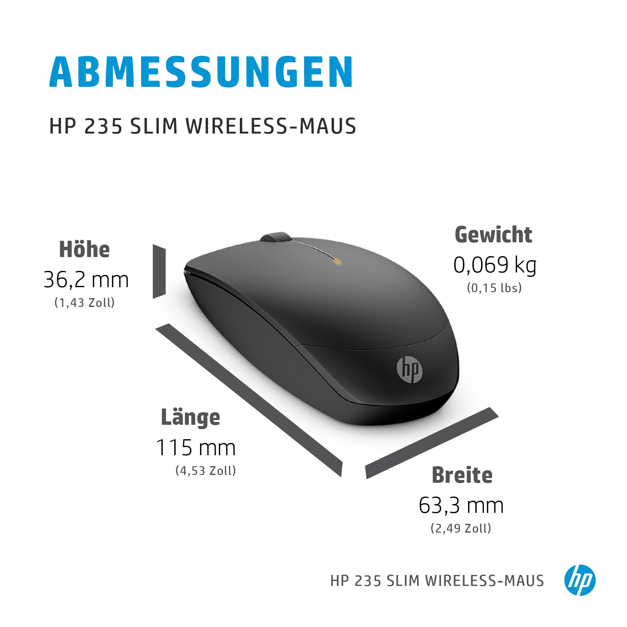 HP INC. 235 Slim Wireless Mouse - Black