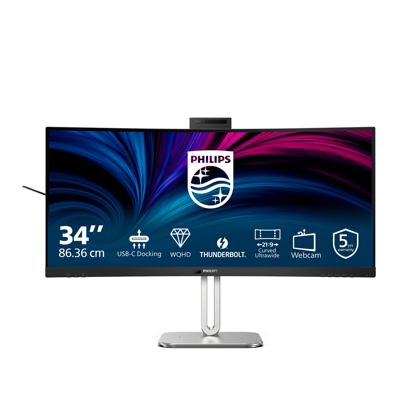 PHILIPS 6000 Series - 34 inch Curved - UltraWide Quad HD VA LED Monitor - 3440x1440 - Thunderbolt 4 - HAS / RJ45 / Webcam