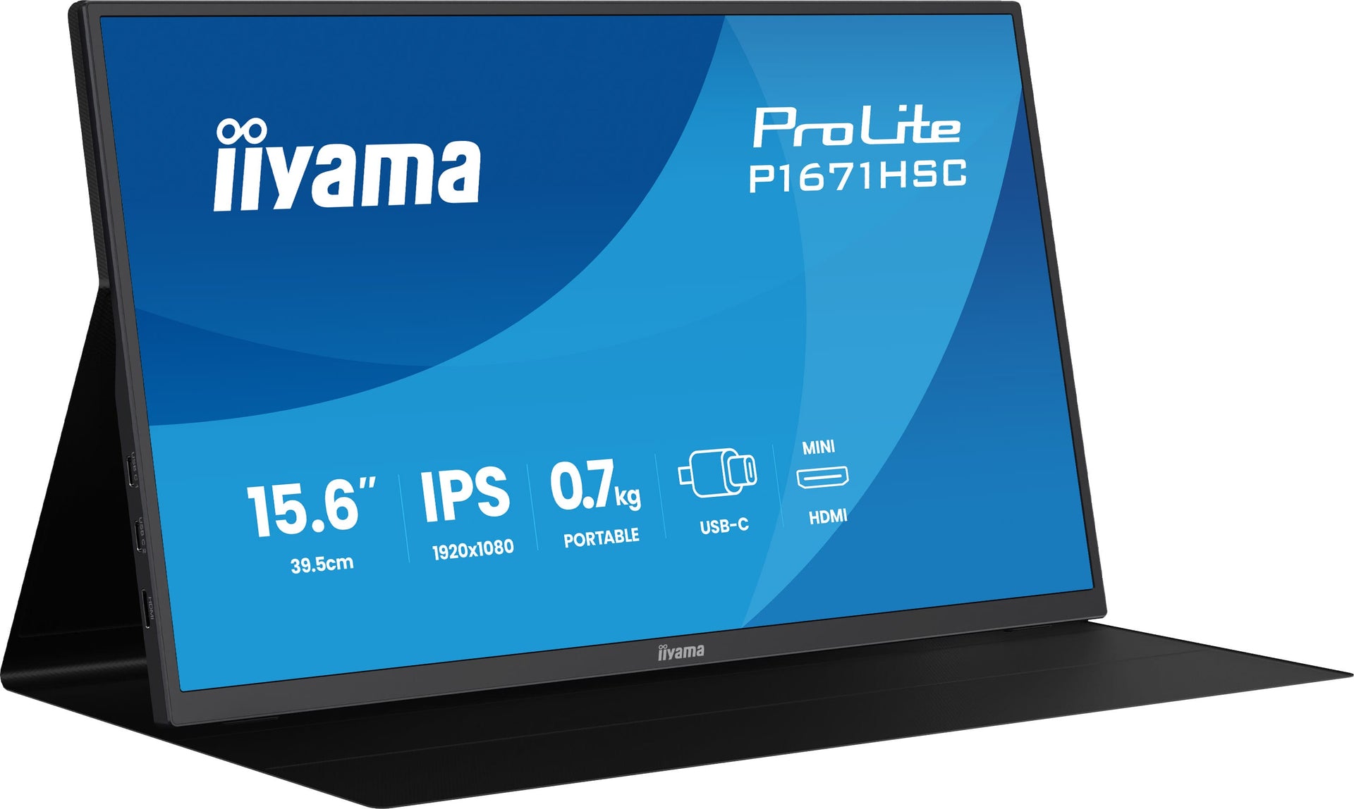 IIYAMA Prolite 15,6 inch Portable Full HD IPS Monitor - USB-C with leather cover
