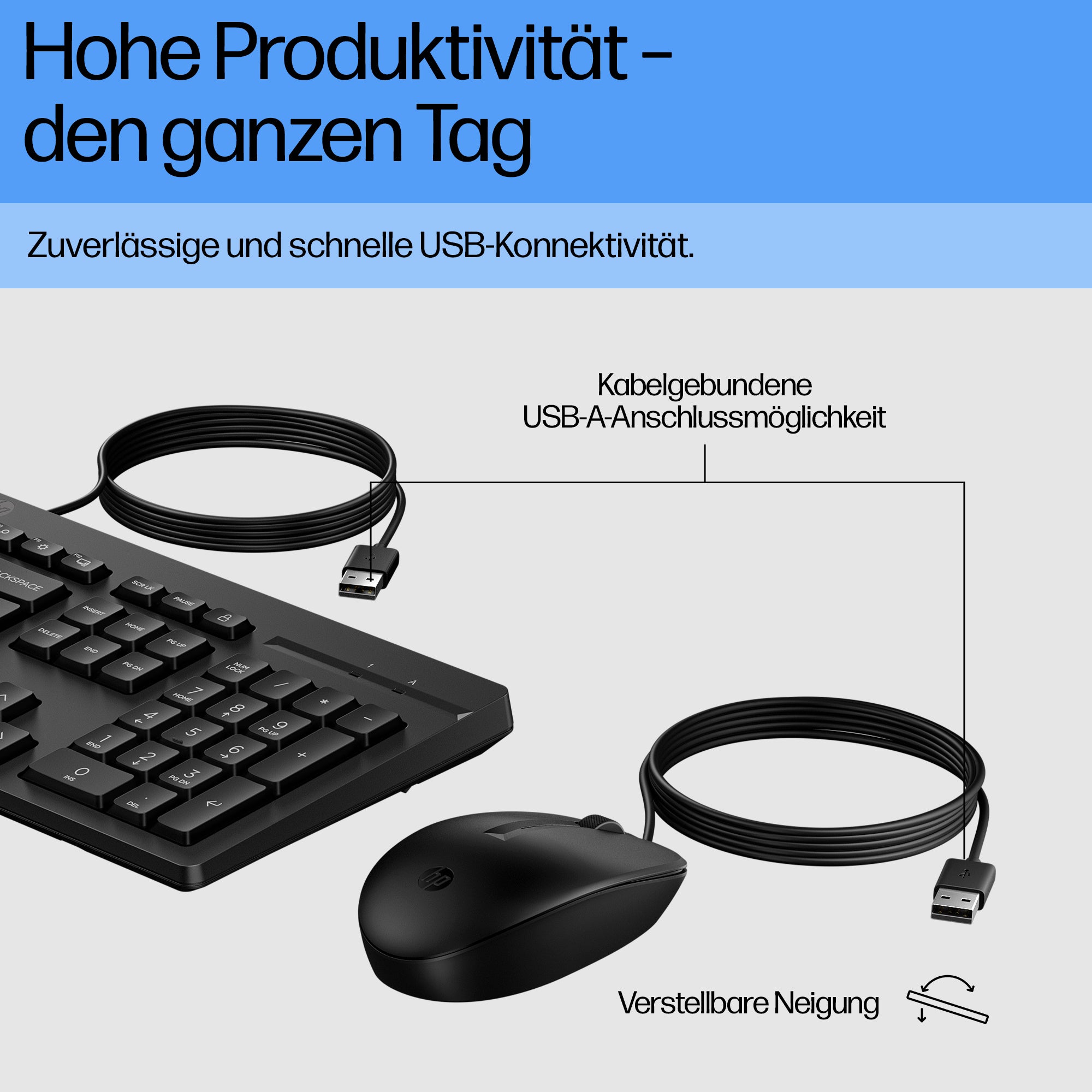 HP INC. 225 Wired Keyboard and Mouse Set - QWERTY