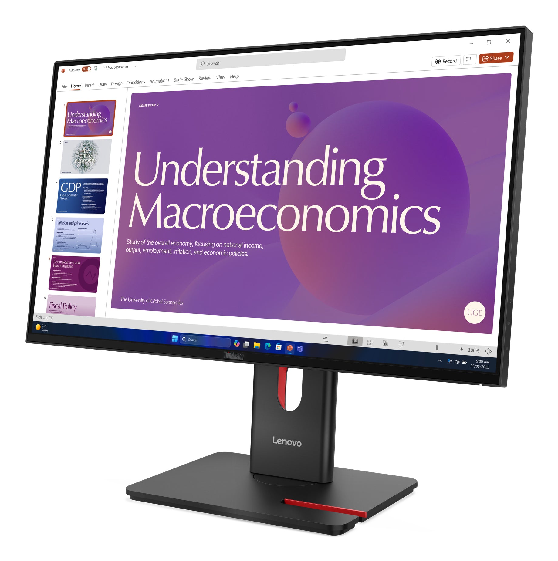 LENOVO ThinkVision T24D-40 - 24 inch - Full HD IPS LED Monitor - 1920x1080 - Pivot / HAS / RJ45 / USB-C