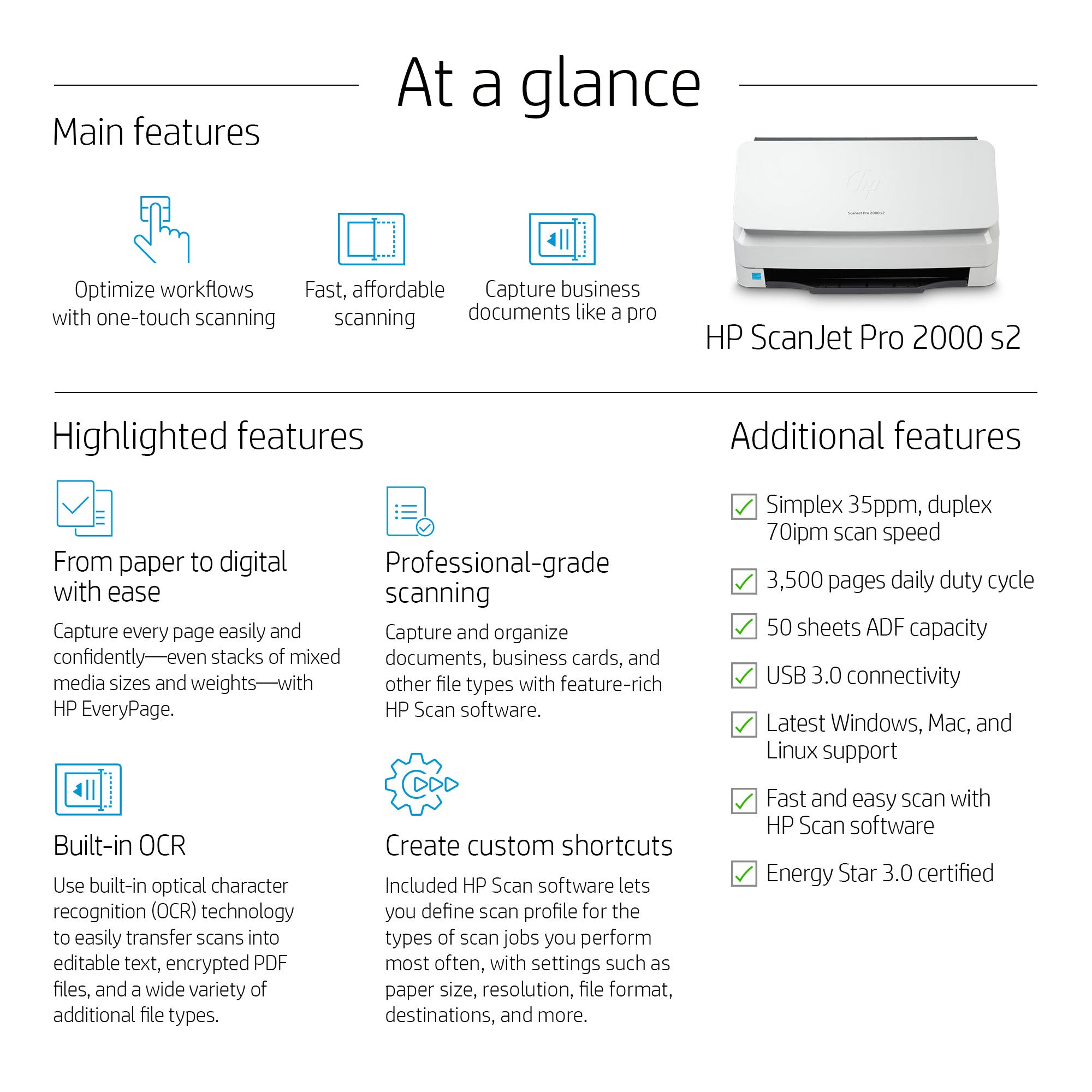 HP INC. ScanJet Pro 2000 s2 Sheet-feed Scanner