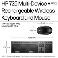 HP INC. 725 Multi-Device Rechargeable Wireless Keyboard and Mouse Combo - QWERTY US