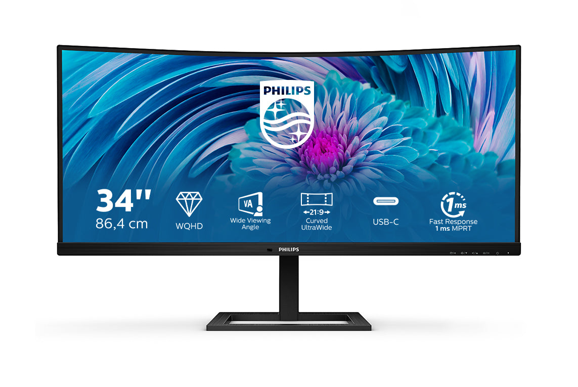 PHILIPS E-Line - 34 inch - Curved - UltraWide Quad HD VA LED Monitor - 3440x1440 - HAS / USB-C