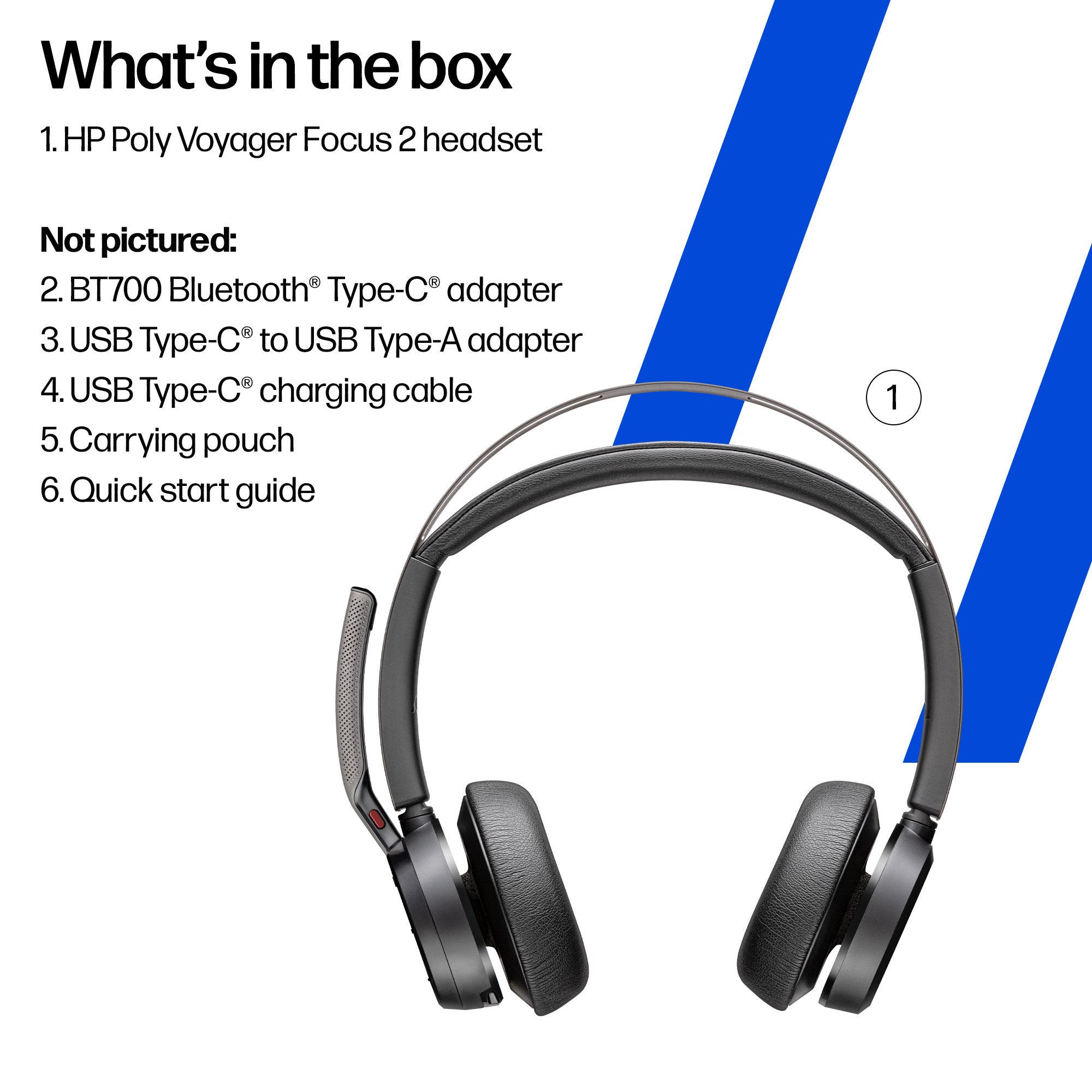 HP INC. Poly Voyager Focus 2 USB-C-C Headset + USB-C/A Adapter