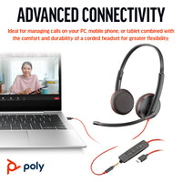 HP INC. Poly Blackwire 3225 Stereo USB-C +3.5MM PLUG +USB-C/A ADAPTER
