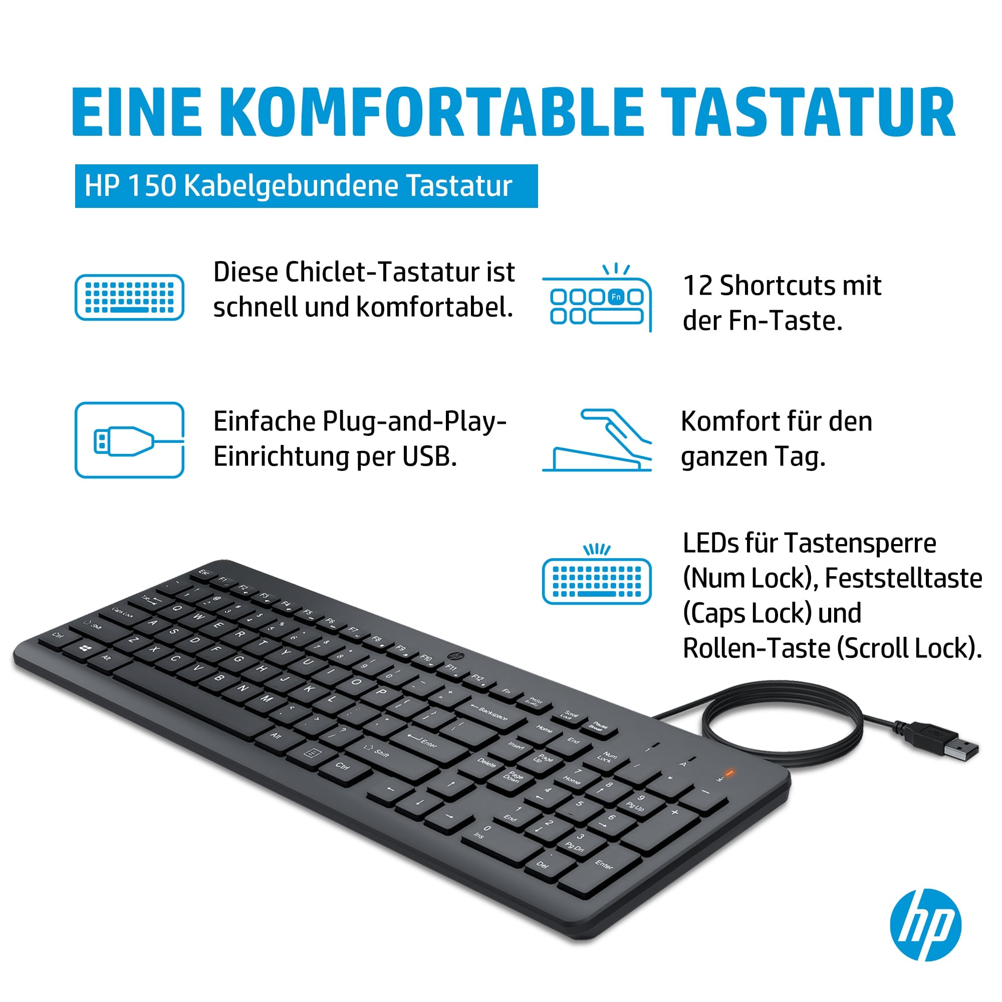 HP INC. 150 Wired Keyboard - QWERTY